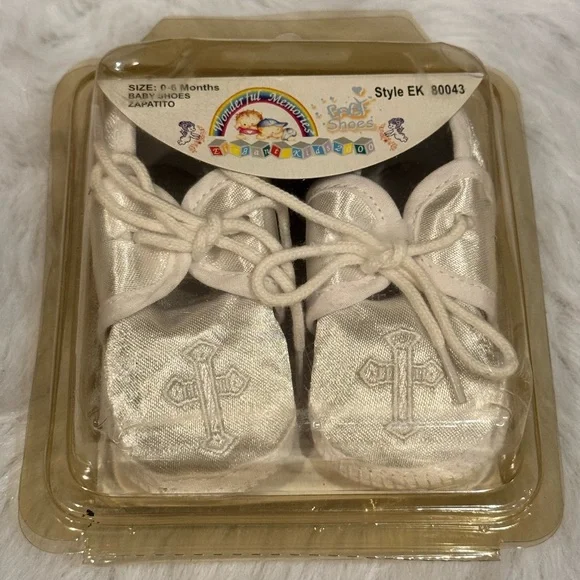 Vintage Baby White/Silver Christening Shoes - Picture 4 of 7